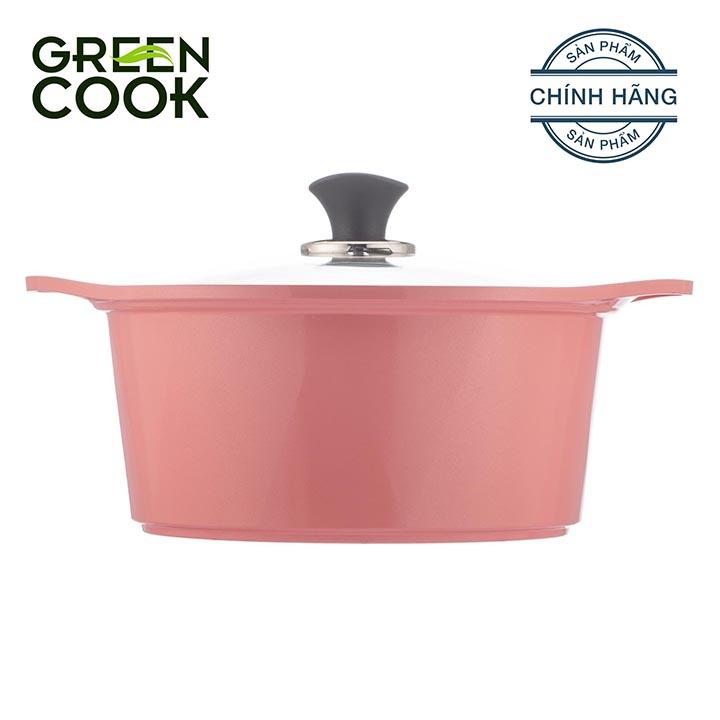 Nồi đúc ceramic vân đá đáy từ 20cm Green Cook GCS02-20IH