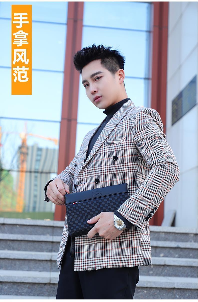 Product Introduction of Men's Handbag Large Capacity Clutch Soft Leather Clutch Men's Envelope Bag Japanese and Korean Portable Wallet Clip Bag Fashion Brand 2