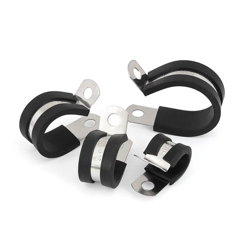 toolstk Creative Metal Wiring Hose Clamp R-type Durable Pipe Mounting Fix Bracket Useful Rubber Lined Clips Hardware Electrical Fittings