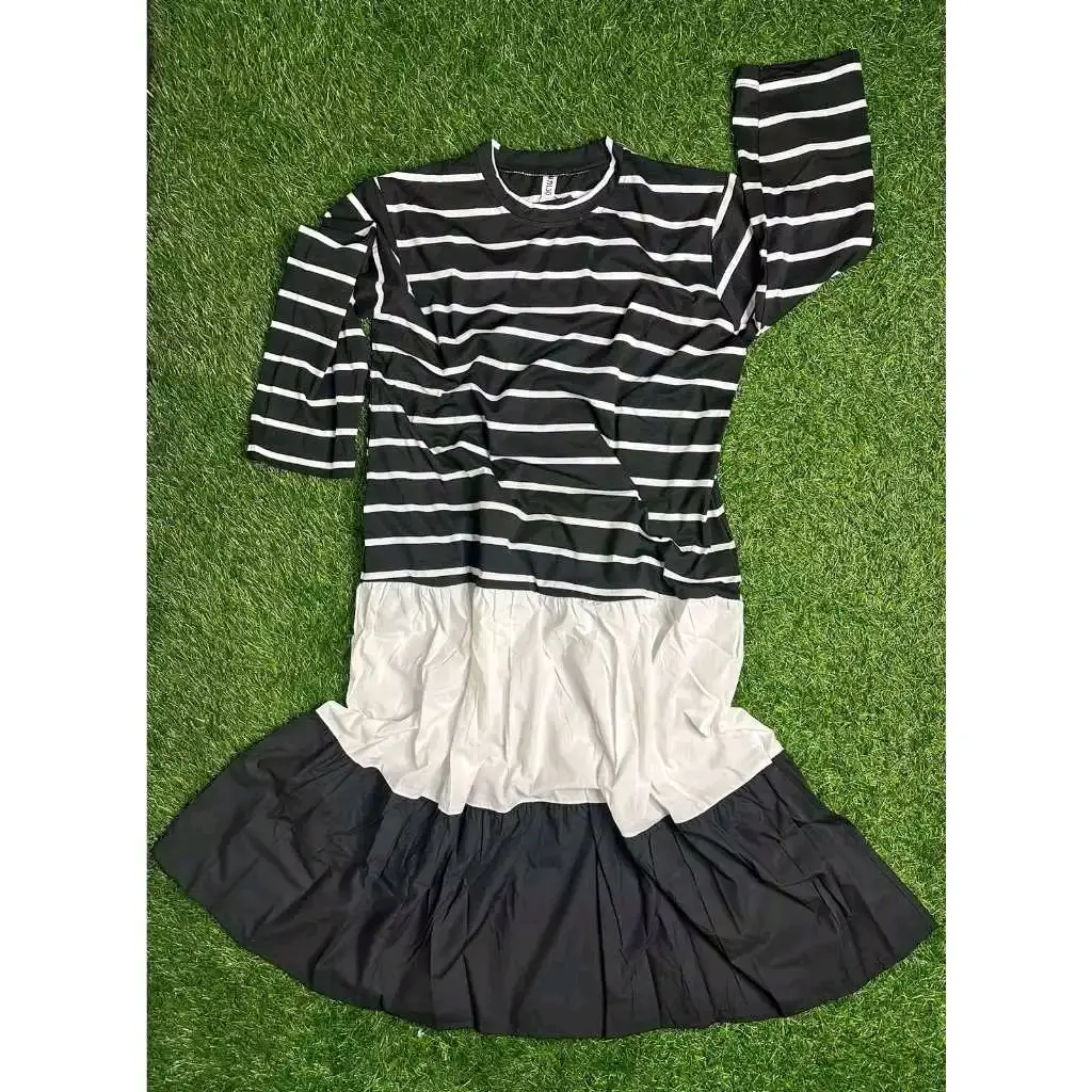 Midi Salur Varian Warna Hitam Putih