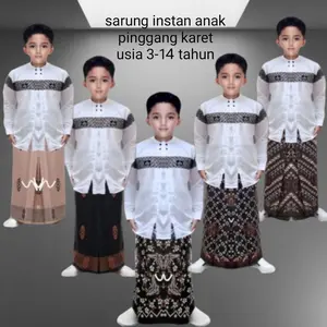 sarung anak instan karet pinggang sarung batik anak gus iqdam usia 3-14 tahun cod Muslim Koko Baju Motif Katun Gamis Setelan Panjang Hitam Pendek