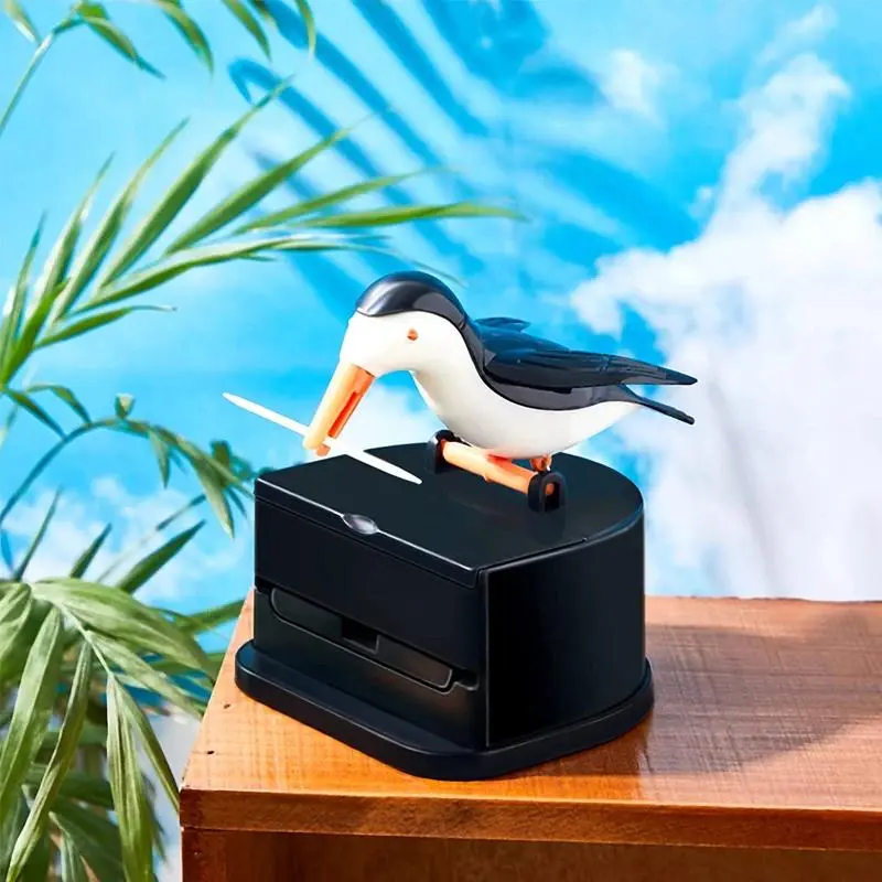 Cute Woodpecker Design Toothpick Holder, 1 Count Automatic Toothpick Dispenser, Durable Toothpick Storage Box for Home & Restaurant, Organiser 4