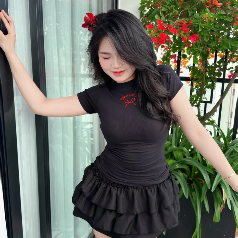 [BST NƠ XINH] ÁO THUN BABY TEE THÊU NƠ NGOAN XINH YÊU 1