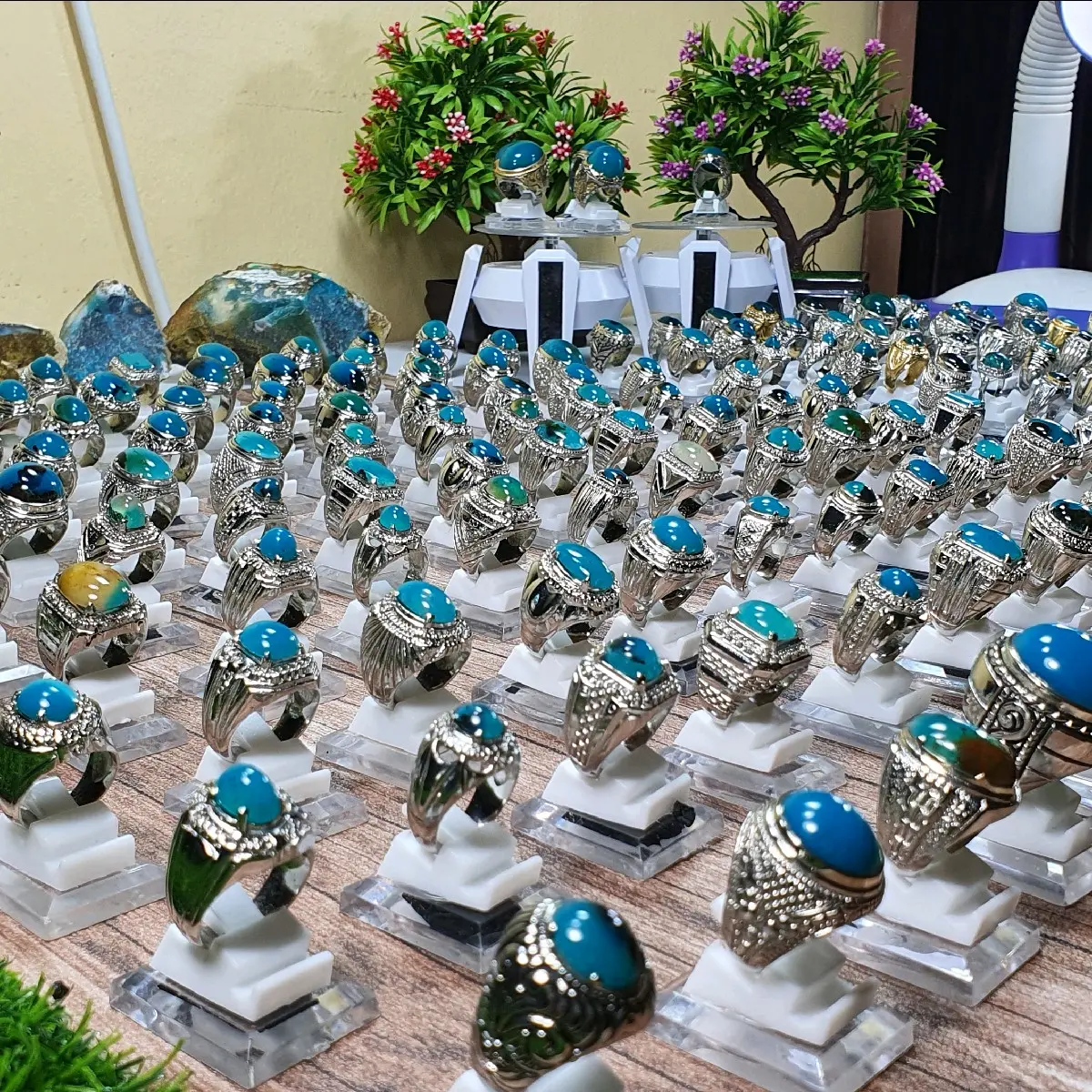 Batu Bacan Ring Alpaka Jade