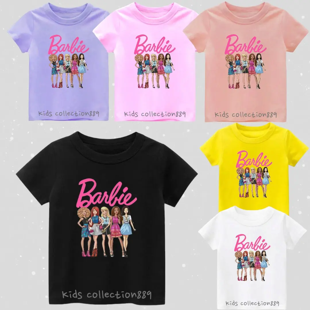 Kaos anak perempuan gambar BArbie-02 Putih