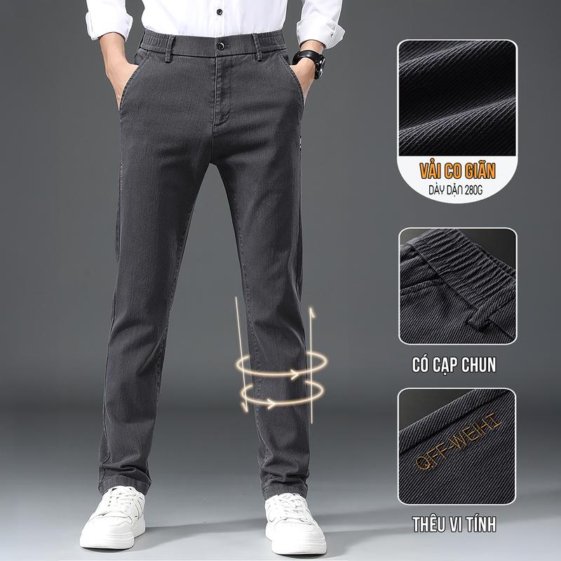 Quần Jean Nam Ống Đứng Công Sở ECOLLECT QD14 – Vải Dày Co Giãn Cạp Chun Phom Rộng Thoải Mái Menswear Ong Pants Có Túi