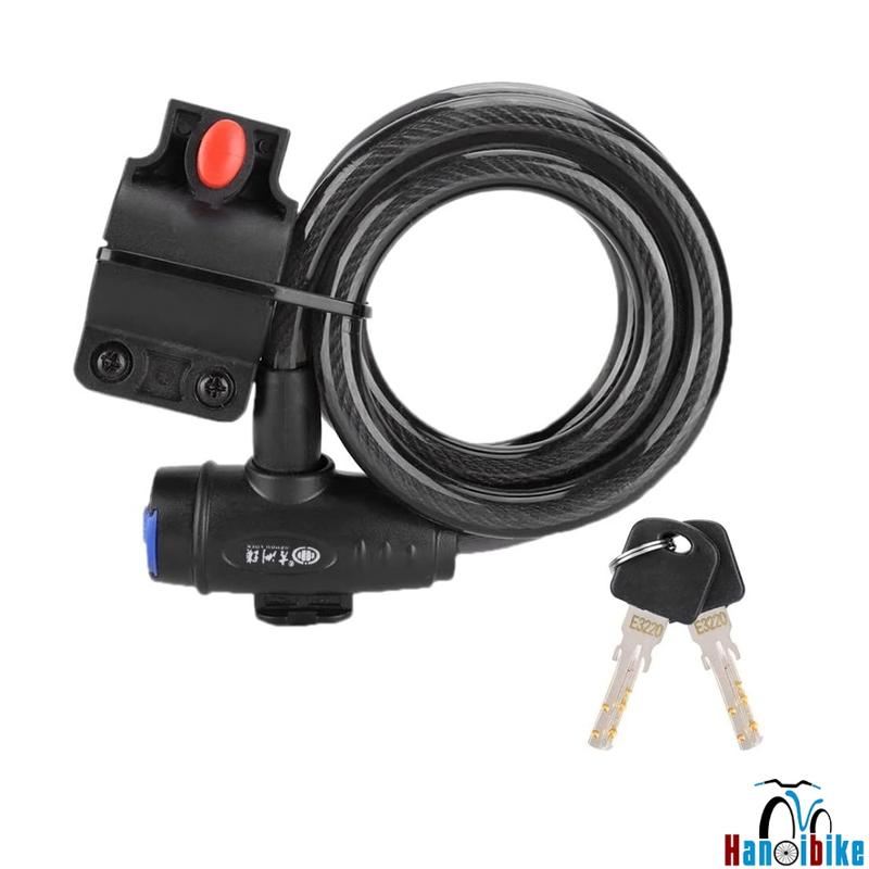 Khóa dây có chìa Jizhou kèm bộ treo khóa bắt cốt yên/khung xe đạp 1