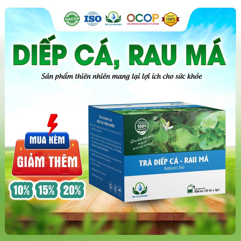 Trà Diếp Cá Rau Má Hộp 30 Túi Lọc Siêu Thị Thiên Nhiên nướcuống đẹp Chè Tea