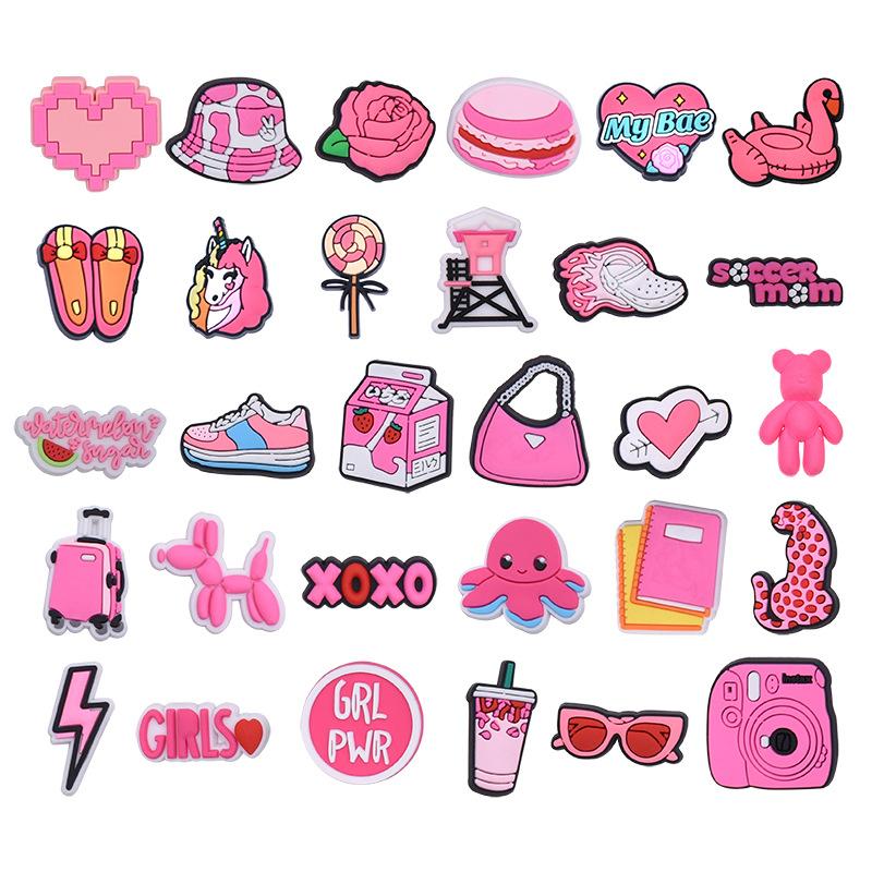 Charm Giày Thiết Kế Trái Tim Màu Hồng Kawaii Cho Dép Crocs Và Dép Đi Bong Bóng Jibbitz Phụ Kiện Trang Trí Giày Bằng PVC Thích Hợp Cho Bé Gái Và Phụ Nữ Tuyệt Vời Làm Quà Tặng