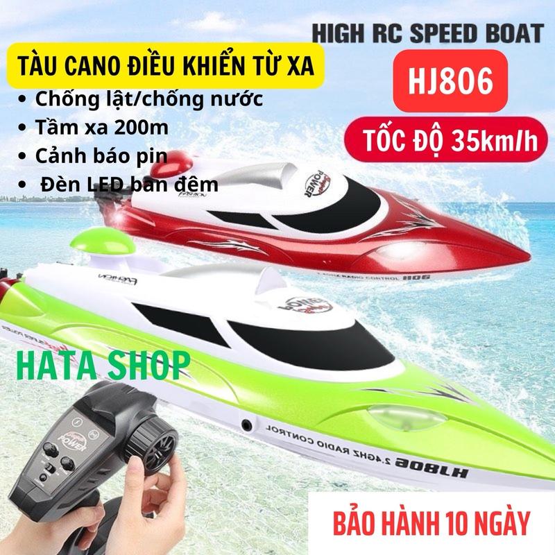 Tàu Thuyền Cano Điều Khiển Từ Xa HJ806 Tốc Độ Cao 35km/h Chống Nước/Lật, Đèn LED, Xa 200m, Cảnh Báo Pin, bảo hành 10 ngày - Đồ Chơi Toys