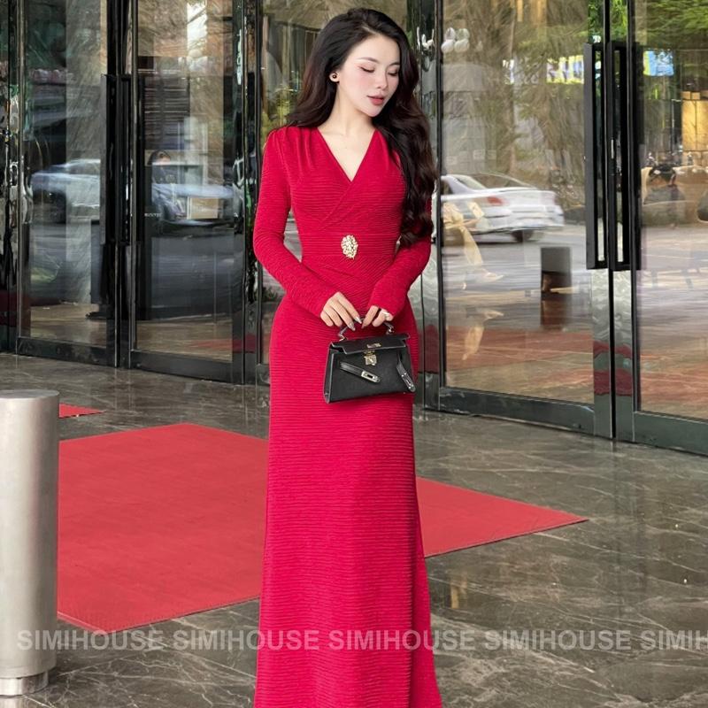 VÁY BODY THIẾT KẾ XỐP CỔ TIM TAG HỔ TAY DÀI  Dress Nữ 2