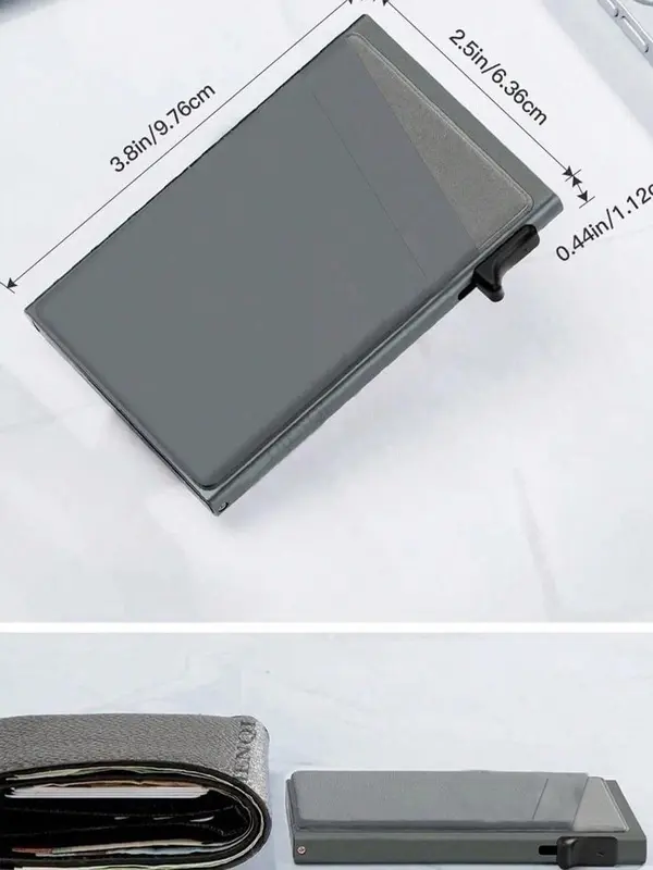 Minimalist Rfid Blocking Card Holder, Organizer Storage, Slim Thin Card Case with Automatic Pop-up Slot for Men, Money Clip & Lightweight Portable Card Holder, Card Organizer, Wallet for Men, Office Accessories 1