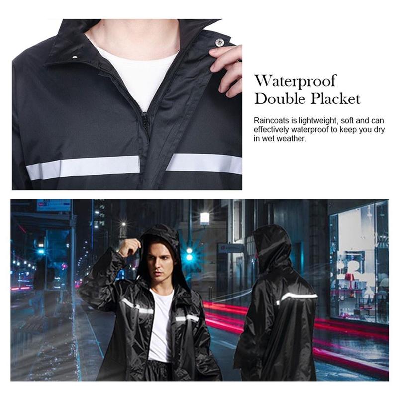 Product Introduction of raincoat for motorcycle rider waterproof for men heavy duty rainsuit with faceshield waterproof kapote over all makapal original rainwear jacket suit 2pcs sets jacket and pants thickened reflective strip lightweight rainstorm split poncho rain coat gear 10