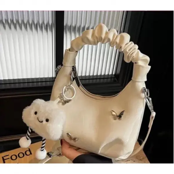 📣Free Ship📣  Túi Xách Nữ Đeo Chéo Quai Nhúm Da Nhung Hoạ Tiết Cánh Bướm Size 22 Samsora store _KN2700