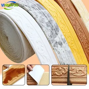 Vinnatsu  10m*8cm List Wallpaper Dinding Wallpaper Dinding Wall Border List 3d Foam Stiker Strip Pinggiran Dinding Stiker Dekorasi Rumah Wallpaper
