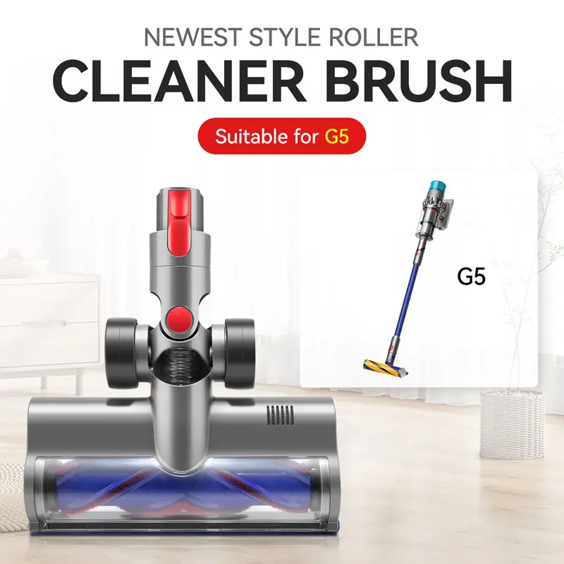 V Shape Turbo Bristle Roller Brush Cleaner Head Replacement Parts, 2 Counts LED Headlights Hardwood Floor Attachment for Dyson G5 Vacuum Cleaners 7