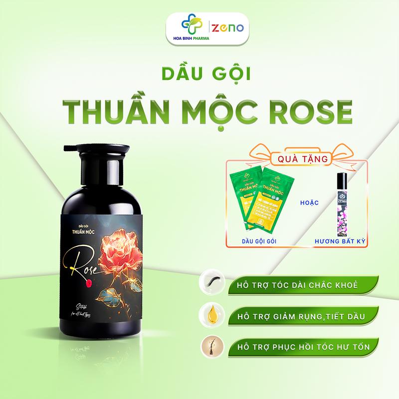 Thuần Mộc - Dầu gội thảo dược hoa hồng, rau má cân bằng da đầu, chăm sóc tóc - [ Quà tặng - Mua 1 tặng 2 gói dầu gội HOẶC Mua 3 tặng 1 chai nước hoa ZFlex ]