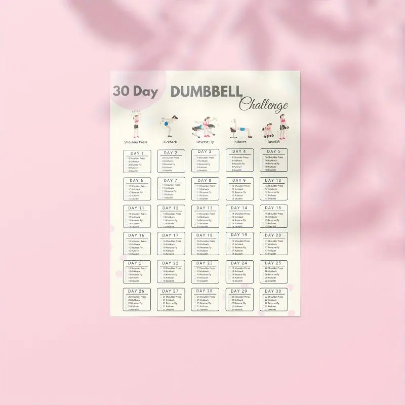 Dumbbell Challenge Flip Chart, 2 Counts/set Minimalist Urban Themed Paper, Personalized Body Toning & Building Workout Guide