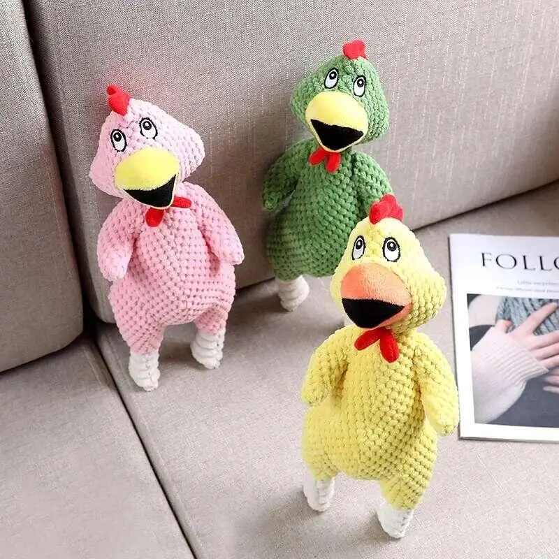 Đồ chơi nhai Nhồi Bông Gà La Hét cho chó, Đồ chơi tương tác, Thích hợp cho chó Nhỏ và Trung Bình Đồ chơi Vải Nhung