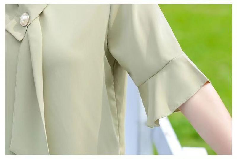 Product Introduction of Áo Phong Cách Phương Tây Ngắn Tay, Quần Áo Cho Mẹ, Thích Hợp Cho Mẹ TRUNG NIÊN Và TRUNG NIÊN, Hàng Mới Về, Dáng Rộng Vừa Vặn, Làm Bằng Voan, 40-50 Tuổi Nữ Top Women Shirt Sơ Mi 22
