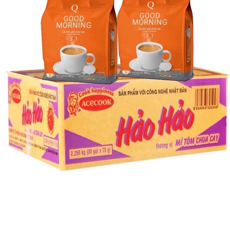  Combo 1 thùng mì hảo hảo tôm chua cay kem 2 gói cafe trần quang 24 gói 