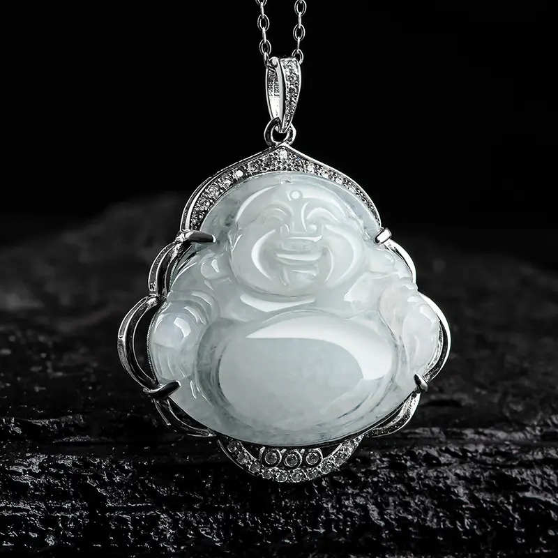 Mặt Dây Chuyền Đá Cẩm Thạch, Đá Tự Nhiên, Bạc S925, Vòng Cổ, Mặt Dây Chuyền Ngọc Bích Băng, Mẫu Nữ 2