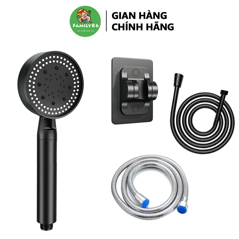 Vòi hoa sen tăng áp, đầu vòi dây vòi sen tắm tăng áp nóng lạnh 5 chế độ dây dài 1.5m