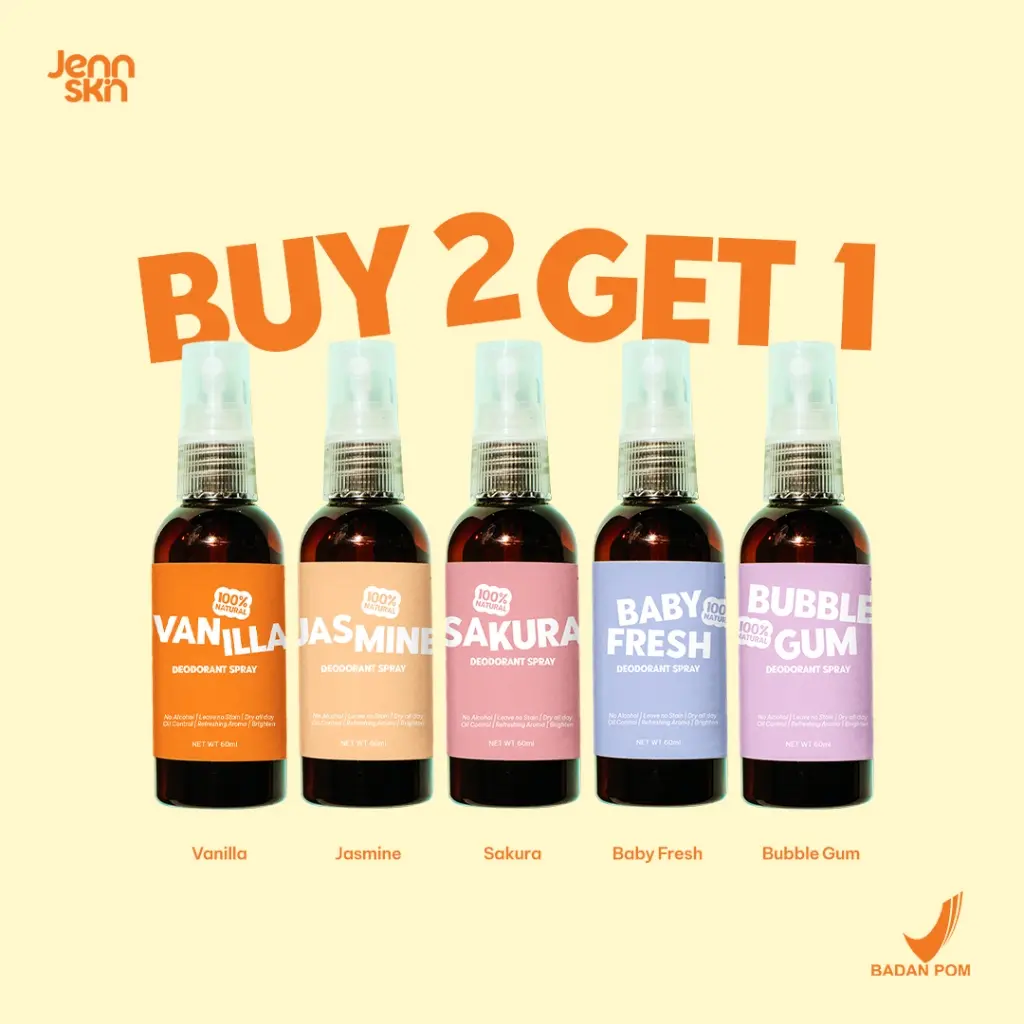 JENNSKIN NATURALS Bundling Buy 2 Get 1 Deodorant Spray Wangi Deodoran Tawas