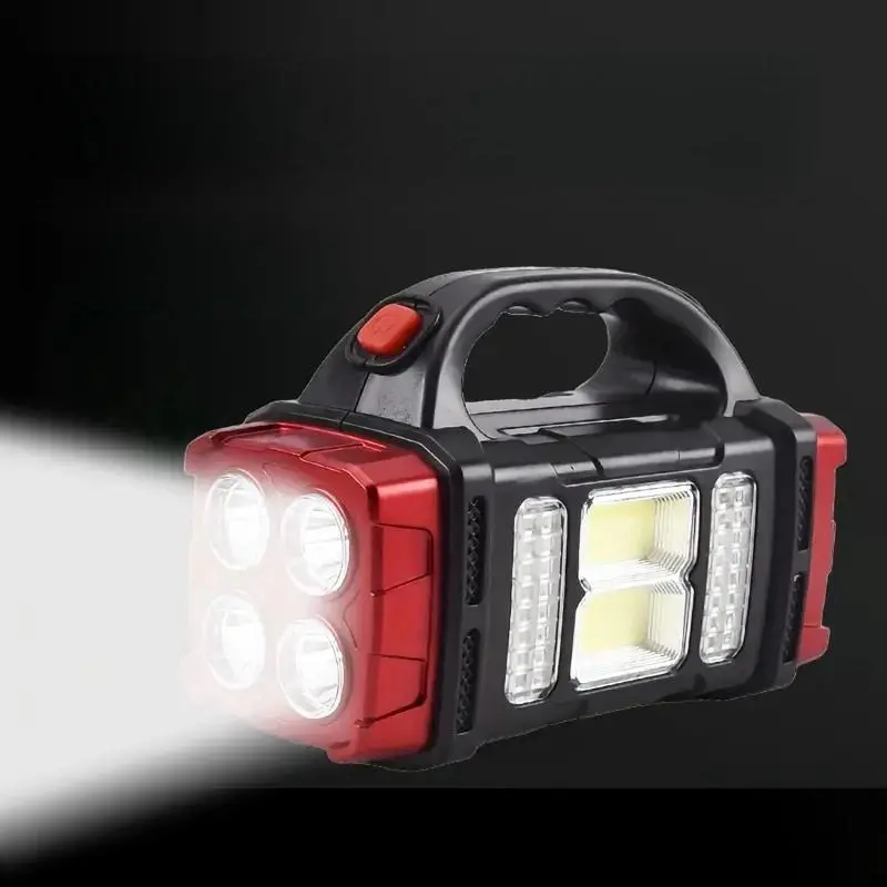 Solar Powered LED Camping Light, 4 Modes High-intensity Flashlight with COB Side Lights, USB Rechargeable Outdoor Emergency Light for Hiking, Exploration, Hunting, Fishing