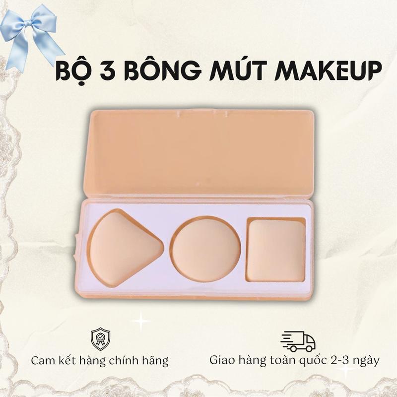  BEAUTY BLENDER Mút Trang Điểm Nền Khô Và Ẩm Mềm Mại Kèm Hộp Đựng Tiện Lợi Cosmetic Nữ Women 