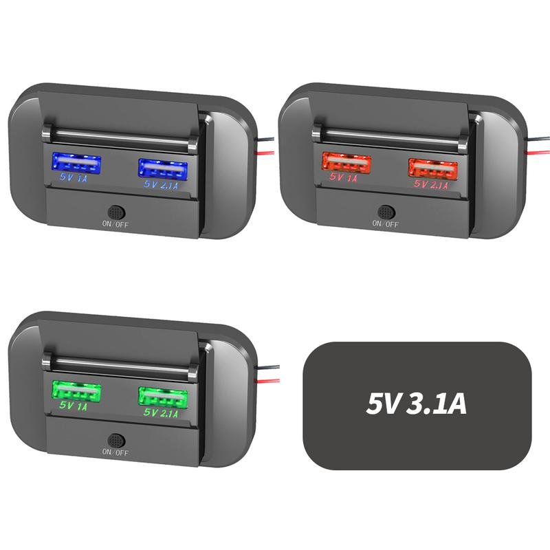 Product Introduction of Car Bus Charger Socket Adapter QC3.0 Quick Charge PD Type C Dual USB Ports 12V/24V USB Power Panel With Swith For Motorcycles Marine #456402 17