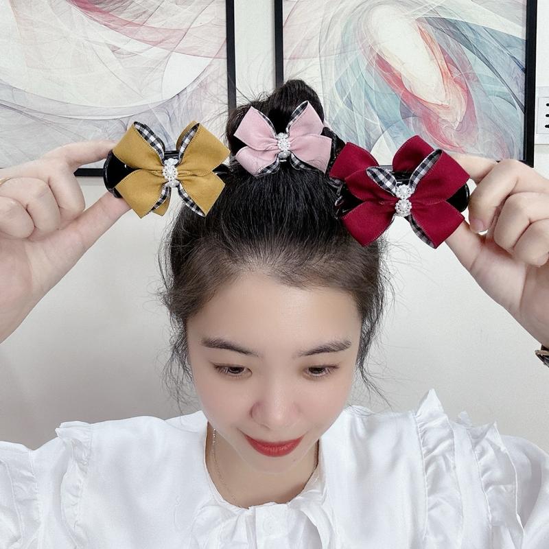 Kẹp càng cua 3r dài Kẹp tóc búi củ tỏi đính nơ 2 mặt cách điệu xinh xắn - Hàng thiết kế của Tũn Nữ Women