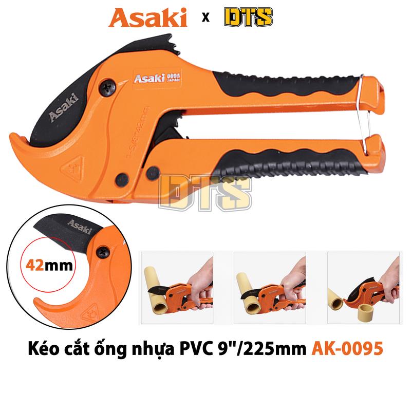 Kéo cắt ống nhựa PVC trợ lực 42mm Asaki JAPAN AK-0095,  kìm cắt ống nhựa nhiệt PVC, PPR, PE đa năng