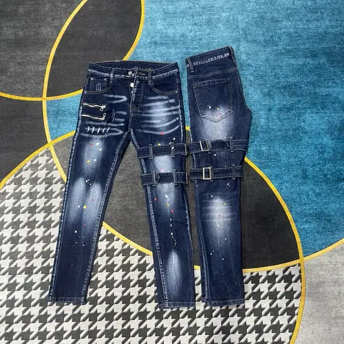 Quần jeans DSQ khoá viền phối dây đai đùi, 4 cúc hot new