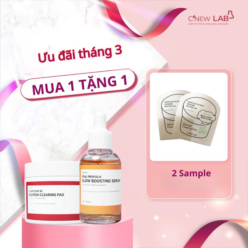   TẶNG 2 SAMPLE  Combo Toner Pad làm sạch hỗ trợ giảm mụn chứa BHA PHA LHA hộp 70 miếng + Serum keo ong hỗ trợ phục hồi và làm sáng da 50ml 