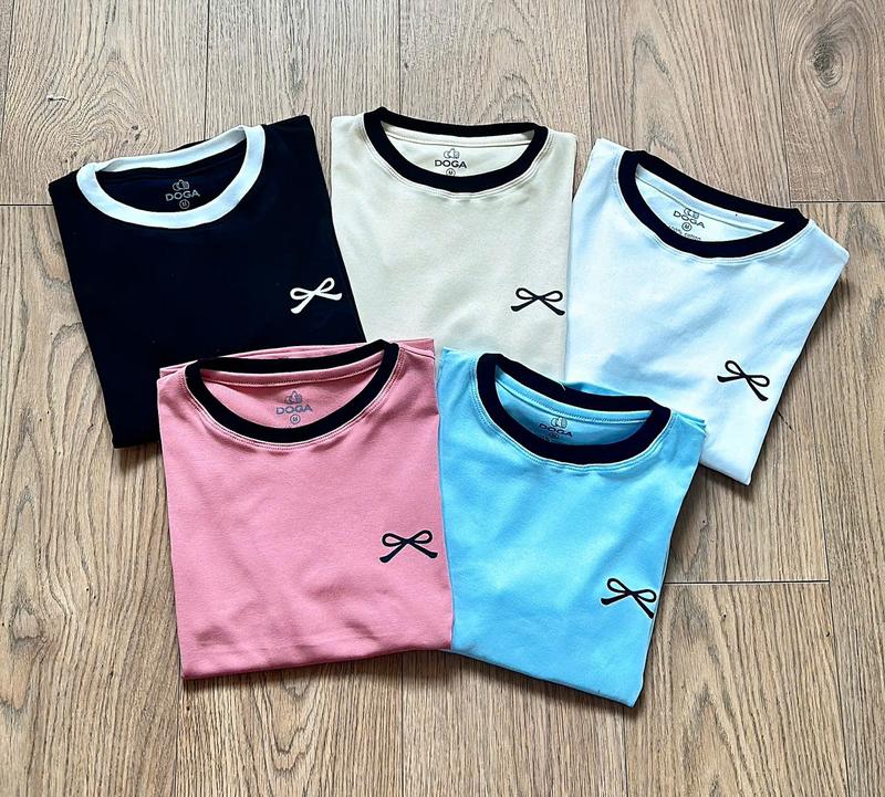 Áo thun Baby Tee nữ in nơ chất borip cotton thấm hút mồ hôi co giãn 4 chiều xịn nhiều màu M177 - Women, Top 7