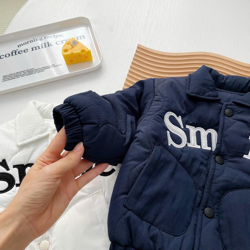 Áo Khoác Thêu Chữ S.m.i.l.e BUN.BON KIDS, Áo Phao Trần Bông Cho Bé Từ 8-20Kg 6