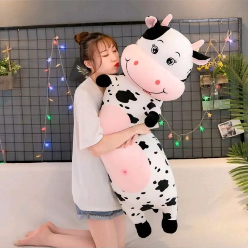 Boneka Guling Sapi Bahan Plush Import 80cm Dan 60cm Lembut Halus Mainan anak Lucu Cowok Cewek Dolls Toys 4