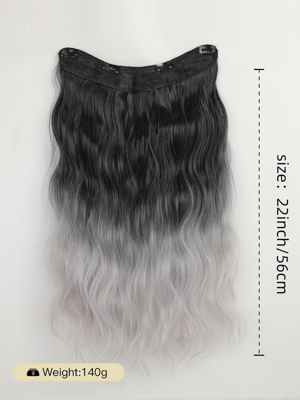 22 Inch Ombre Long Wavy Clip-in Hair Extensions for Daily, Cosplay, Anime or Costume Party, Striking Natural Fluffy Hair Wigs Without Bangs for Daily & Party Hairstyle Decoration 8