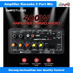 Amplifier Board Audio Bluetooth USB FM Subwoofer DIY 400W Karaoke - TaffSTUDIO D10OK D50 D30 D10 - Aluminium Bass Gold  Hitam  Mixer