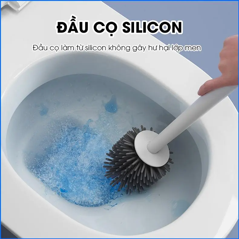 [LADOHOME] Bộ cọ chà bồn cầu, bàn chải toilets nhà vệ sinh đầu silicon 2 trong 1 LH-8675, đầu vòi silicon mềm mại 3
