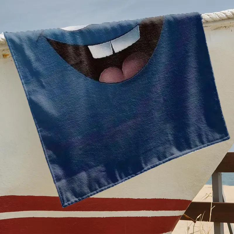 Smile Face Pattern Beach Towel, Large Quick Drying Towel, Lightweight Water Absorbent Towel for Sports & Outdoor Activities 8