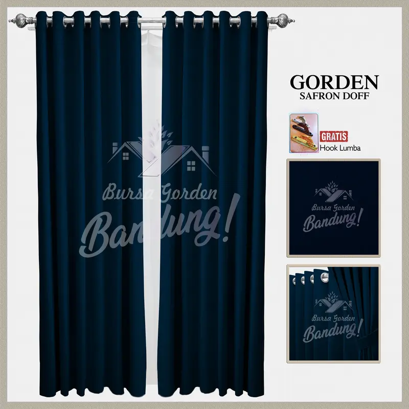 Gorden Jendela Minimalis Blackout Import Hordeng Pintu Aesthetic Tirai Pembatas Ruang Tamu Gordyn Smokring Safron 3