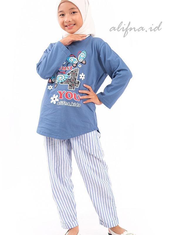 Setelan Anak Perempuan Kaos Katun Terbaru Kekinian usia 5 Sampai 14 Tahun alifna kids02 Baju Celana Fashion 6