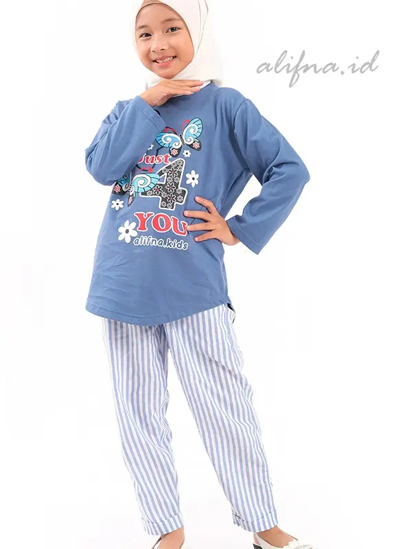 Setelan Anak Perempuan Kaos Katun Terbaru Kekinian usia 5 Sampai 14 Tahun alifna kids02 Baju Celana Fashion 5