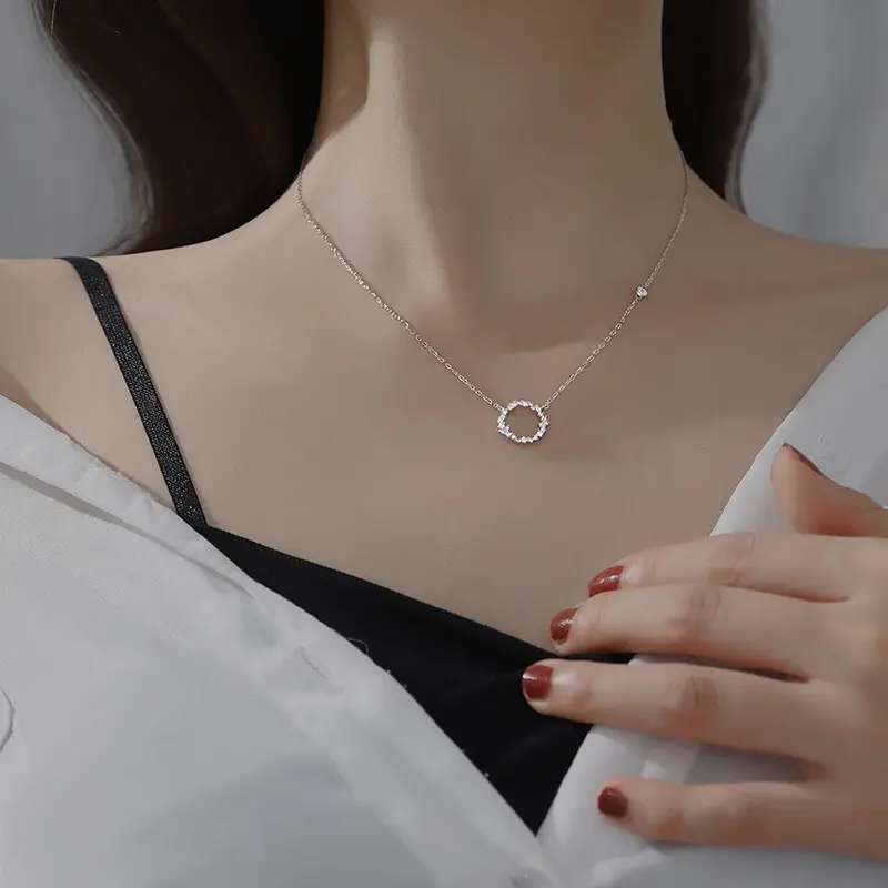 Vòng cổ AURA bạc nữ, dây chuyền huyền thoại biển xanh mặt nạm đá tấm-AURASILVER-DC06 1
