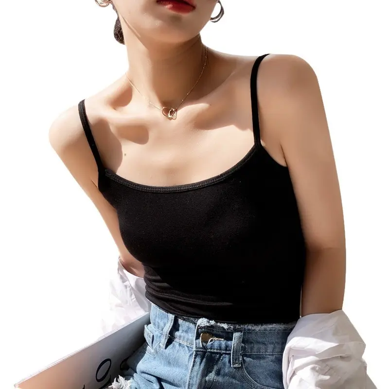 Áo Ba Lỗ Hai Dây Vải Modal, Màu Đen Và Trắng, Dành Cho Nữ, Áo Mặc Bên Ngoài Gợi Cảm Mùa Hè, Thiết Kế Lưng Đẹp