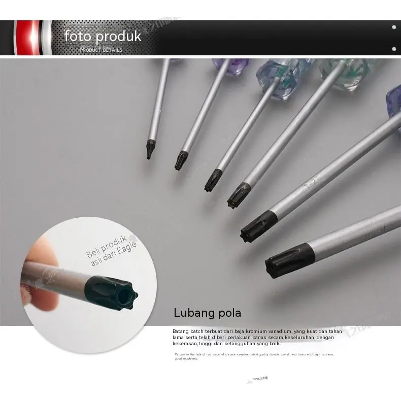 BESTIR Obeng T5-T40 Pola Inti Warna Transparan Lubang Tengah Obeng Bintang Segi Enam Bentuk Plum 3