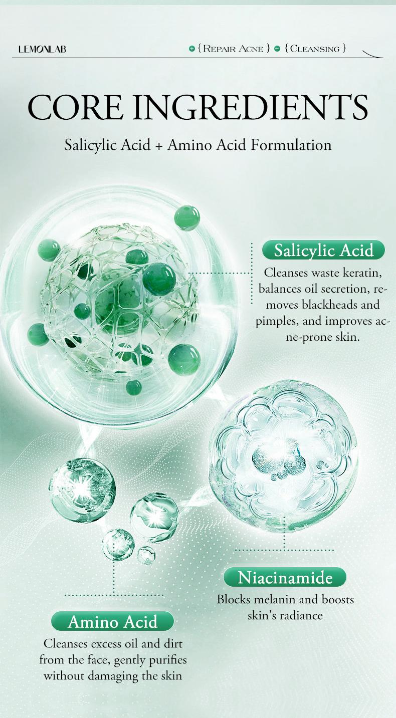 Product Introduction of Lemonlab Salicylic Acid 1% Cleanser for Face Oily Skin Oil Control Gentle Facial Cleansers Cleansing 120g Moisture Skincare Facial Cleansing Hydrating Smooth Exfoliate 18