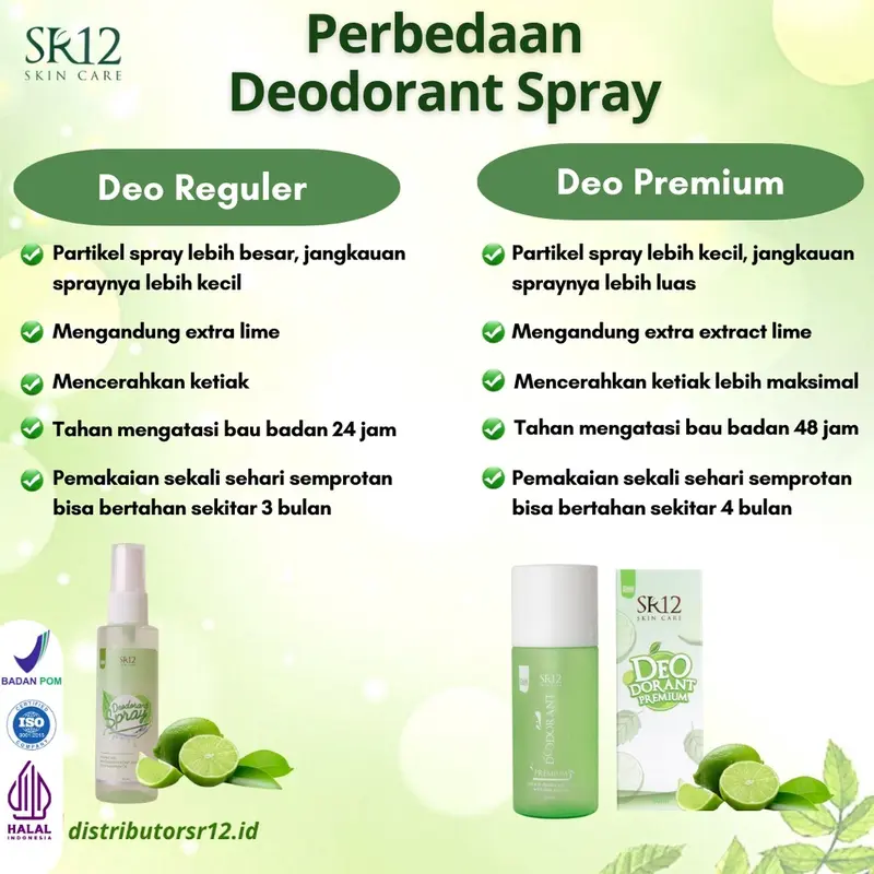 Deodorant Spray SR12 Herbal Ampuh atasi Bau Badan Keringat Berlebih Mencerahkan Ketiak BPOM 60 ml 2